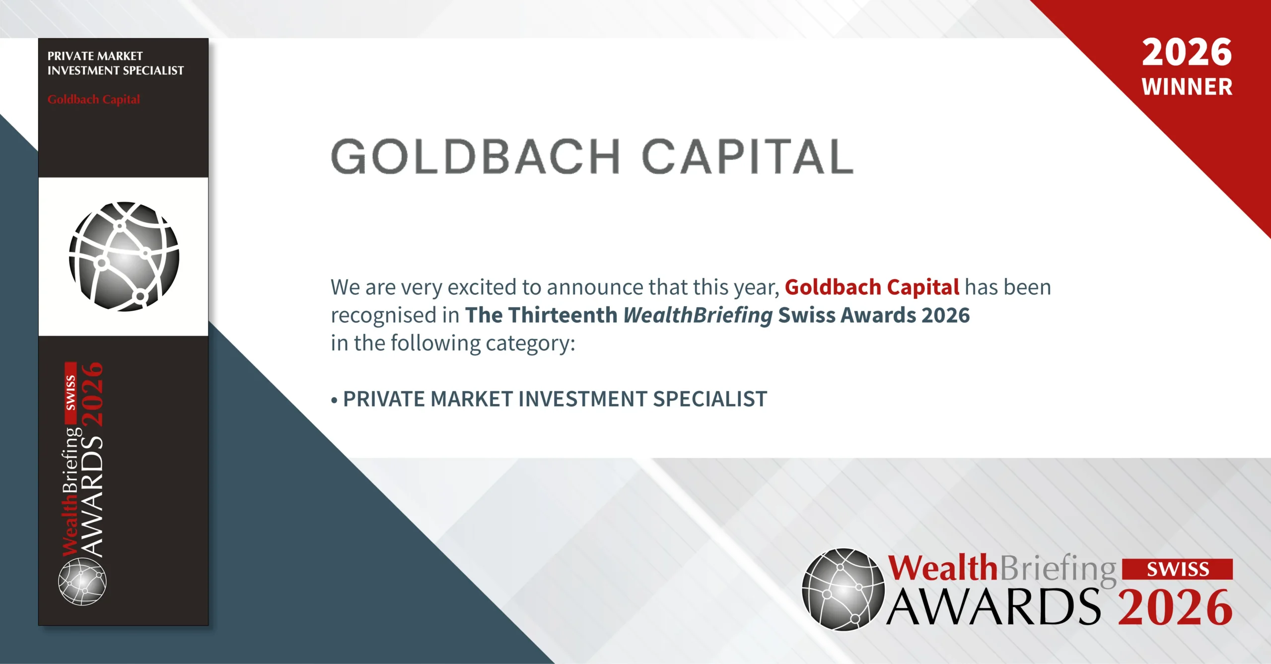 Goldbach Capital, winner of the WealthBriefing Swiss Awards 2026 in the Private Market Investment Specialist category